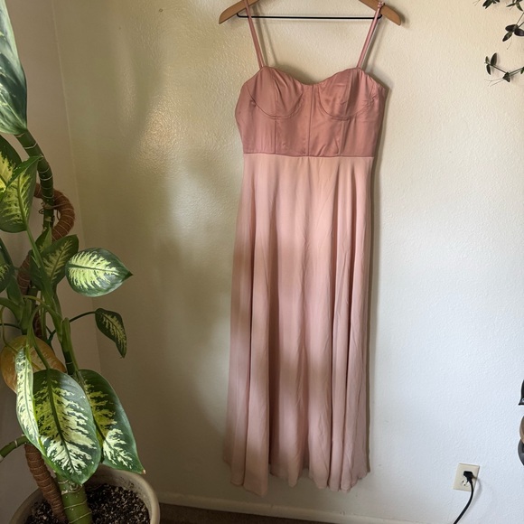 Lulus | Best Part Of Me Blush Satin Bustier Maxi Dress - Picture 2 of 6